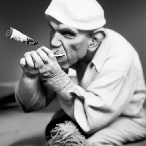 Prompt: Photo of Popeye smoking his pipe, 4k, ultrarealistic