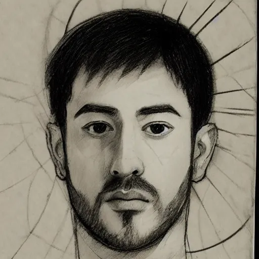 Prompt: markplier portrait sketch, by da vinci, sketch