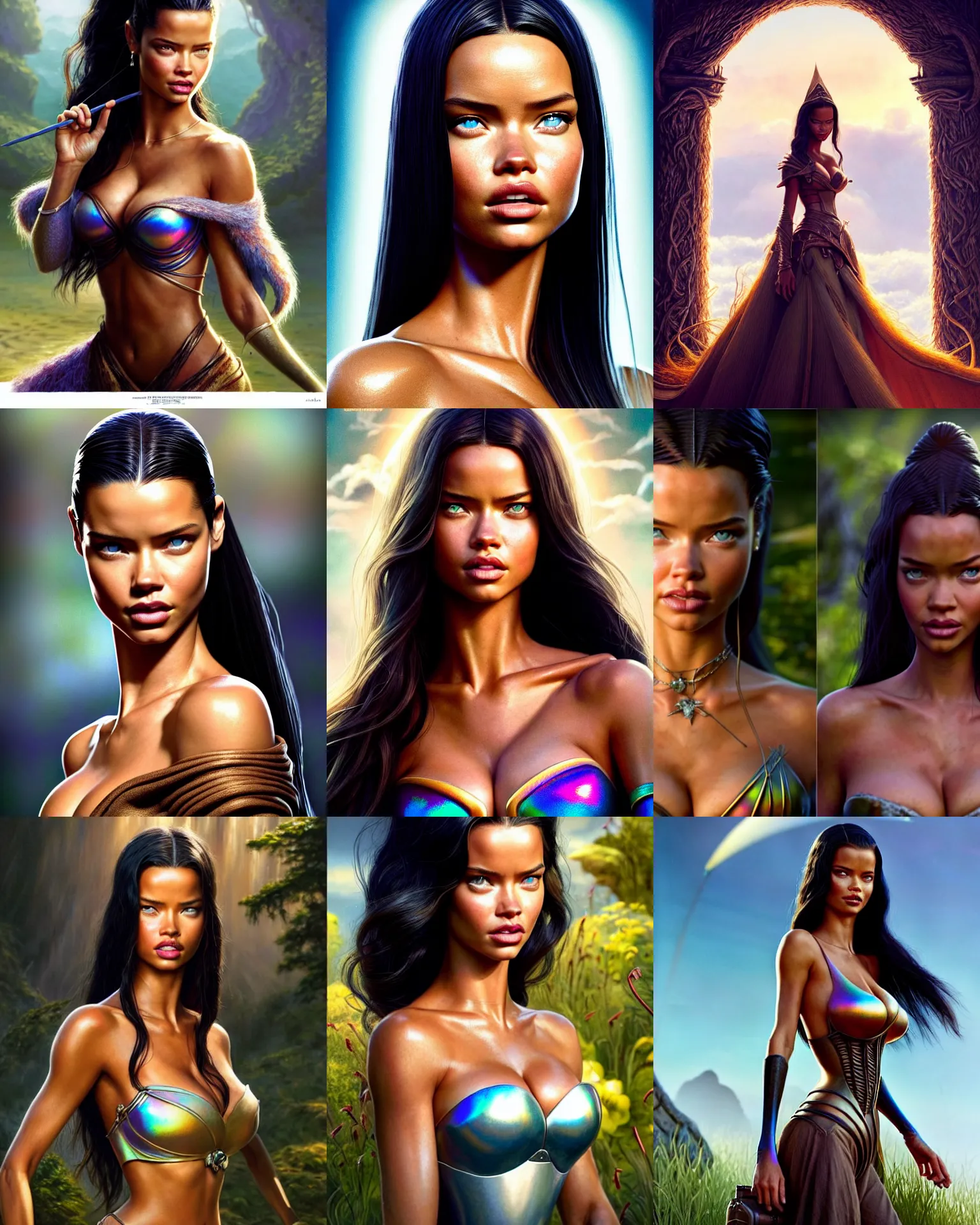 Prompt: weta disney pixar movie still portrait photo of adriana lima, rihanna : : as uk royal woman by pixar : : by weta, greg rutkowski, wlop, ilya kuvshinov, rossdraws, artgerm, marvel, maxim magazine cover, rave otufit, unreal engine, sweaty, iridescent, bright morning, anime, : :