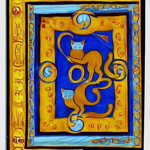 Image similar to illuminated manuscript with cats