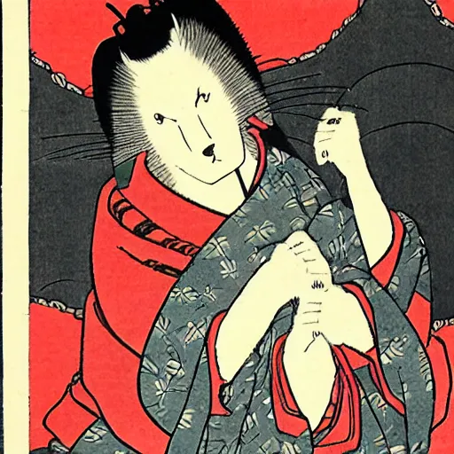 Image similar to fox woman dragon ukiyo - e style,