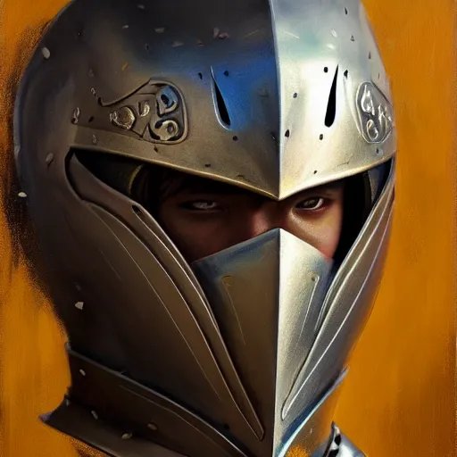 Image similar to beautiful oil portrait painting of alwyte armor, medieval armor, knight, natural light, outside. artstation, concept art, smooth, sharp focus, illustration, by bartek fedyczak, erak note, tooth wu, neil richards, kan liu, siwoo kim, jisu choe