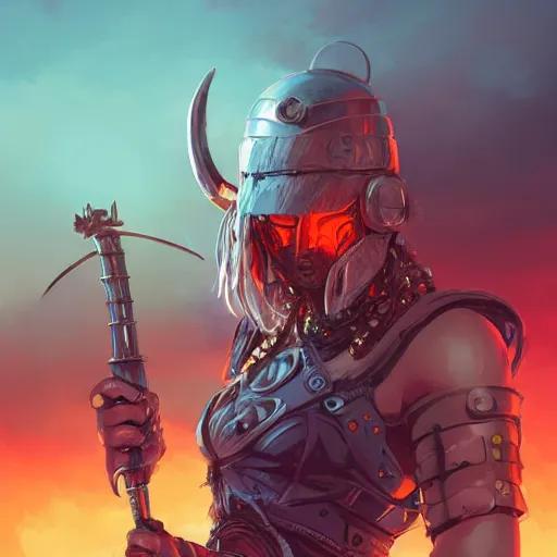 Image similar to cyberpunk viking helmet mask warrior goddess robot ninja fantasy, art gta 5 cover, official fanart behance hd artstation by jesper ejsing, by rhads, makoto shinkai and lois van baarle, ilya kuvshinov, ossdraws