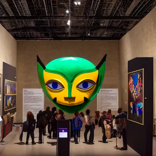 Prompt: photograph of the majora ‘ s mask exhibition in the british national museum