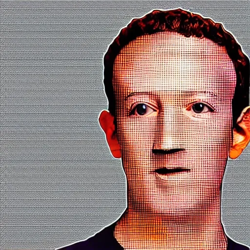 Prompt: seamless looping design of mark zuckerberg's head on striped white and black background