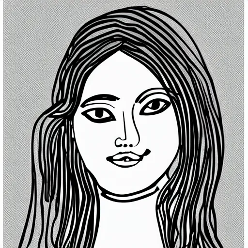 Prompt: female portrait one line art