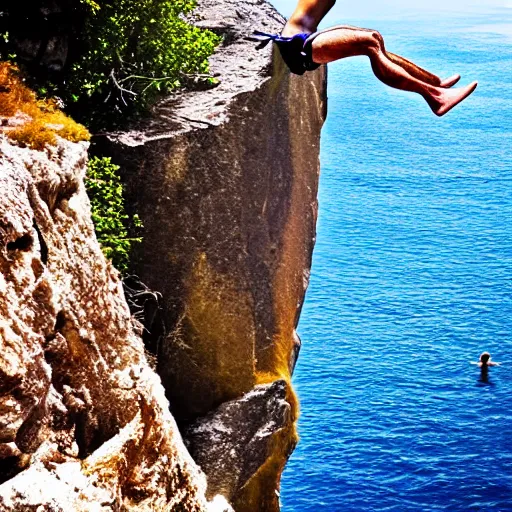 Image similar to man cliff jumping off the edge of the world