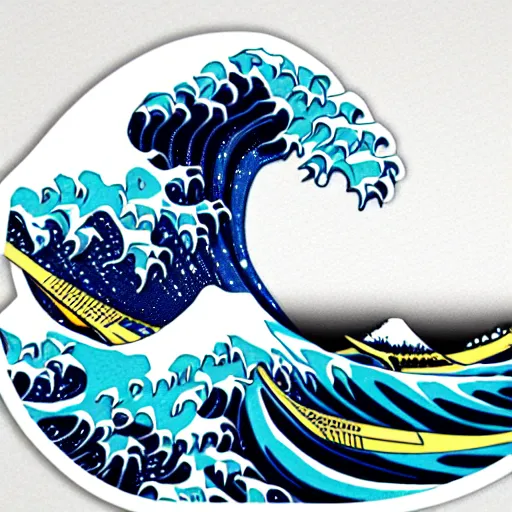 Image similar to the great wave as a sticker - art, svg vector, adobe - illustrator