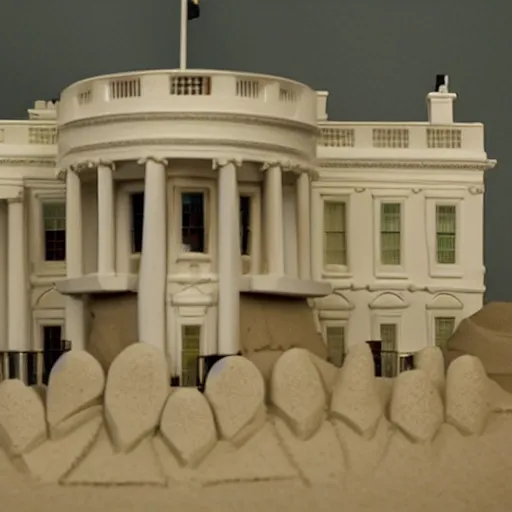 Prompt: the White House as a sand castle