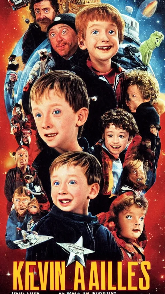 Prompt: Movie poster, Kevin from home alone is lost in space, highly detailed sci-fi