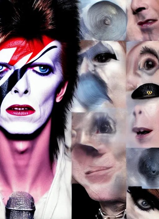 Image similar to what if david bowie was the lead singer of the band kiss, realistic, photograph, high definition, 4 k, soft lighting