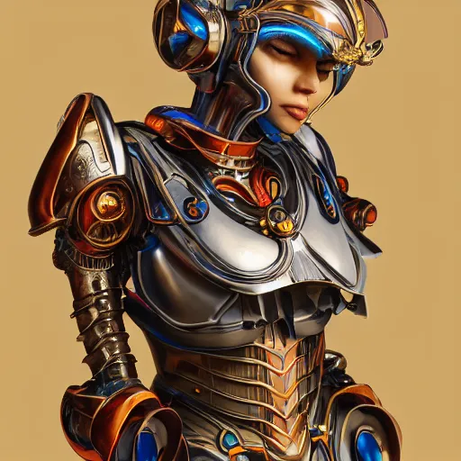 Image similar to studio portrait of lawful good colorful female holy mecha paladin absurdly beautiful, elegant, young sensual graceful woman, ultrafine hyperrealistic detailed face illustration by kim jung gi, irakli nadar, intricate linework, sharp focus, bright colors, matte, octopath traveler, final fantasy, unreal engine highly rendered, global illumination, radiant light, intricate environment