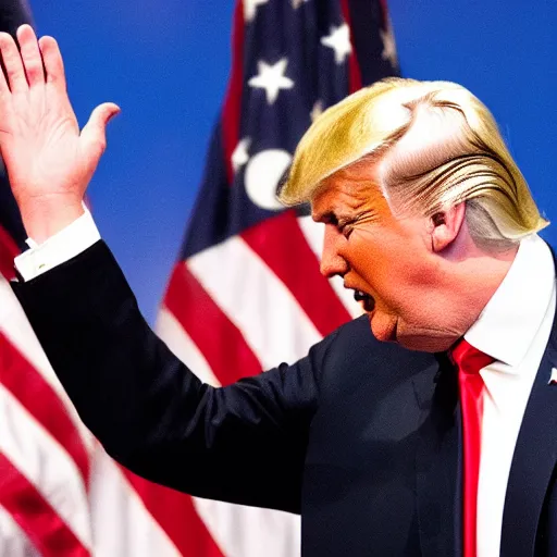 Image similar to Donald Trump high-fiving Donald Trump