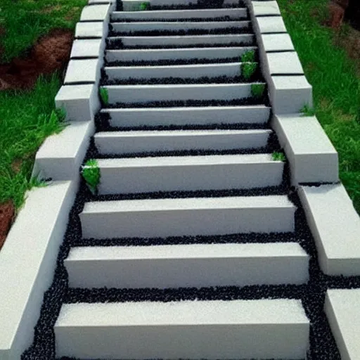 Image similar to minecraft stairs made out of minecraft dirt