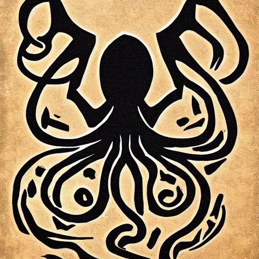 Image similar to cthulhu cave painting