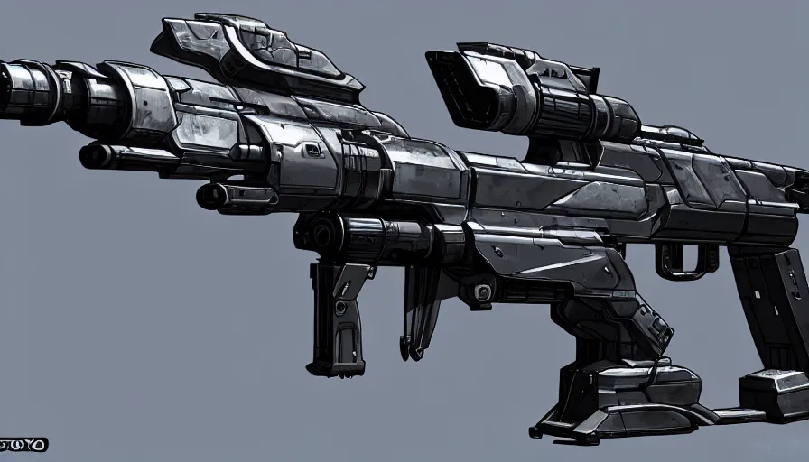 Prompt: extremely detailed realistic side view of a sci fi bullpup laser sniper, detailed trigger, chemically propelled, massive battery, smooth streamline, battery and wires, railgun, chemrail, gauss, elegant sleek smooth body, white paint, smooth utopian design, ultra high quality, minimalist, octane, cod, destiny, warframe, terminator