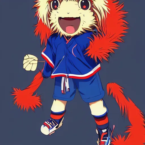 Image similar to anime Portrait of Youppi the Habs Montreal Canadiens Mascot as a very cute powerful and friendly pokemon, highly detailed anime, high evolution, 1990s, legendary, smooth, sharp focus, dynamic lighting, intricate, trending on ArtStation, illustration pokemon, art by WLOP