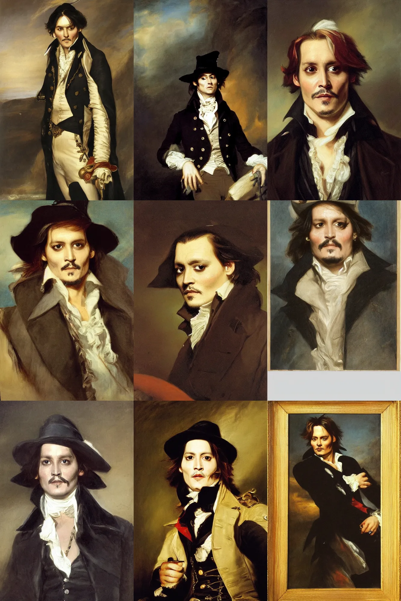 Prompt: Johnny Depp, portrait by Thomas Lawrence