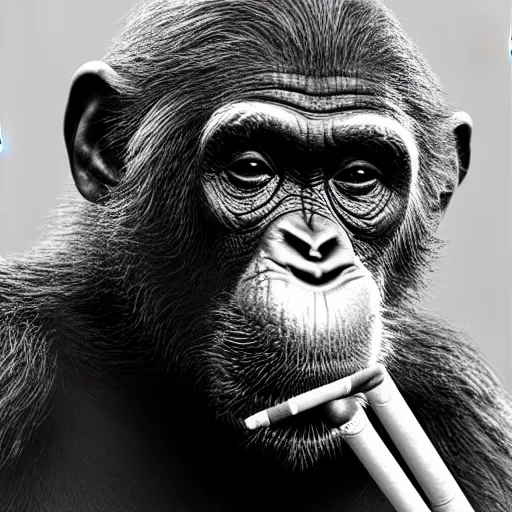 Prompt: a high detail photo of donald trump smoking a cigarrette, subject= chimp, subject detail: extremly detailed, subject action: smoking a cigar, photorealism, dramatic lighting, award winning photograph, trending on artstation