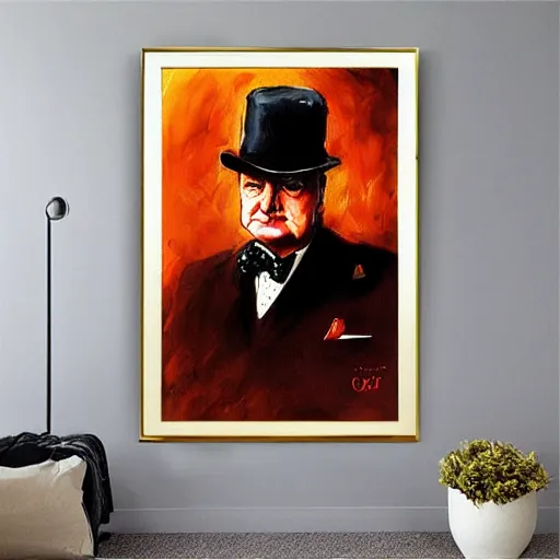 Prompt: winston churchill fighting sauron photo character design oil painting