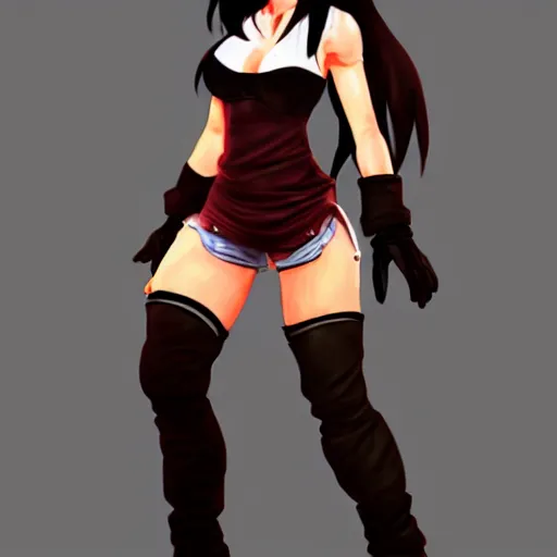 Image similar to full body shot of tifa lockhart, concept art on artstation