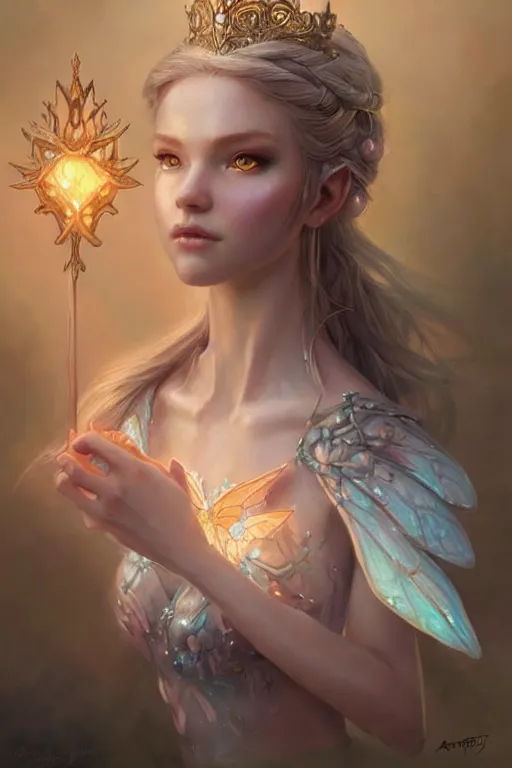 Image similar to fairy princess, highly detailed, d & d, fantasy, highly detailed, digital painting, trending on artstation, concept art, sharp focus, illustration, art by artgerm and greg rutkowski and magali villeneuve