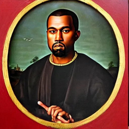 Image similar to A Renaissance portrait painting of Kanye West