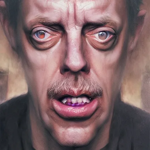 Image similar to hyperrealistic mixed media high resolution painting of a Steve Buscemi in Total Recall, stunning 3d render inspired art by István Sándorfi and Greg Rutkowski, perfect symmetry, dim volumetric lighting, 8k octane beautifully detailed render, post-processing, extremely hyper-detailed, intricate, epic composition, highly detailed attributes, highly detailed atmosphere, cinematic lighting, masterpiece, trending on artstation, very very detailed, masterpiece, stunning, flawless structure, lifelike texture, perfection,