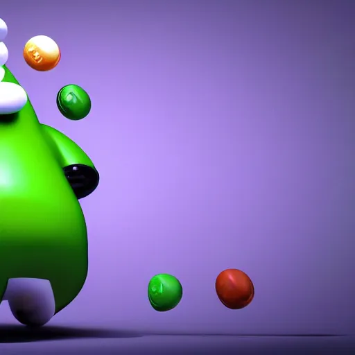 Image similar to the green m and m mascot giving a tedtalk, 8 k render