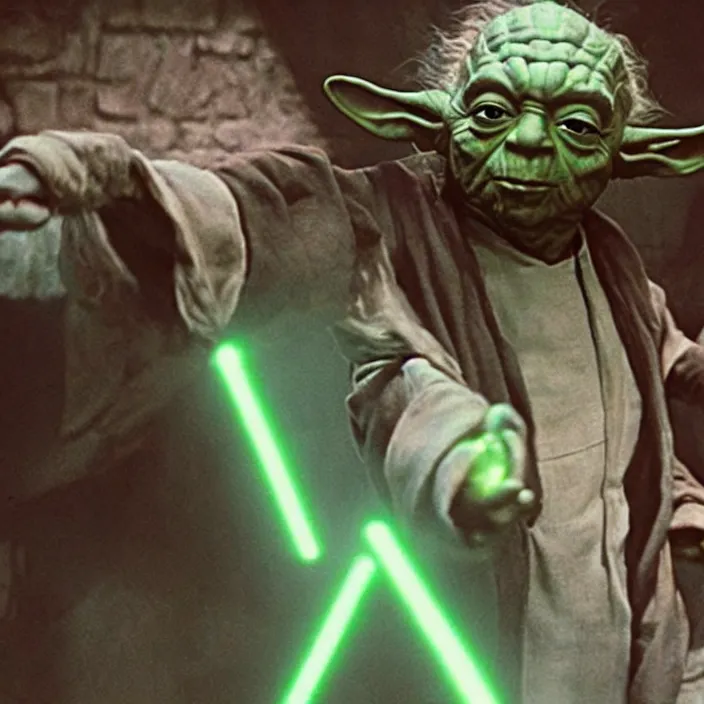 Image similar to a hyperdetailed studio photo of master yoda dancing with luke skywalker