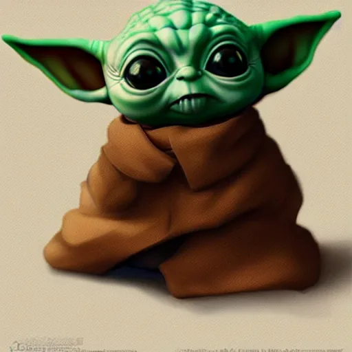 Prompt: baby yoda, trending on artstation