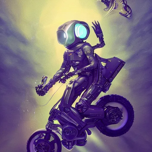 Prompt: portrait of a squid monster astronaut riding a space motorcycle, full body portrait, well lit, intricate abstract. cyberpunk, intricate artwork, by Tooth Wu, wlop, beeple. octane render, trending on artstation, greg rutkowski very coherent symmetrical artwork. cinematic, hyper realism, high detail, octane render, 8k, minimalistic, hyperrealistic surrealism, award winning masterpiece with incredible details, a surreal vaporwave liminal space, highly detailed, trending on ArtStation