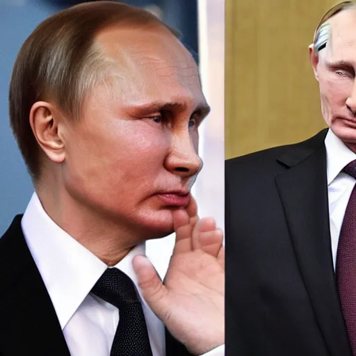 Image similar to putin teams up with a mysterious teenage putin