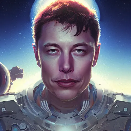 Prompt: Highly detailed portrait of cyborg elon musk, unreal engine, fantasy art by Greg Rutkowski, Loish, Rhads, ferdinand knab, Makoto Shinkai and Lois van baarle, ilya kuvshinov, rossdraws, Tom Bagshaw, alphonse mucha, global illumination, radiant light, detailed and intricate environment