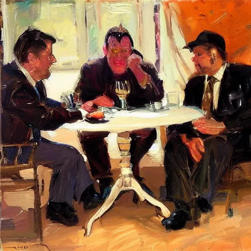 Image similar to by john wayne gacy, by michael garmash realist. a installation art of two people, a man & a woman, sitting at a table. the man is looking at the woman with interest. the woman is not interested in him. there is a lamp on the table between them.