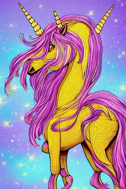 Image similar to unicorn made of corn, symmetrical, highly detailed, digital art, sharp focus, trending on art station