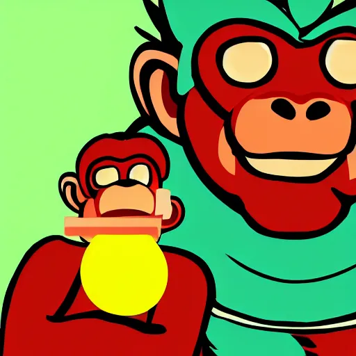 Image similar to red monkey eating a banana, logo