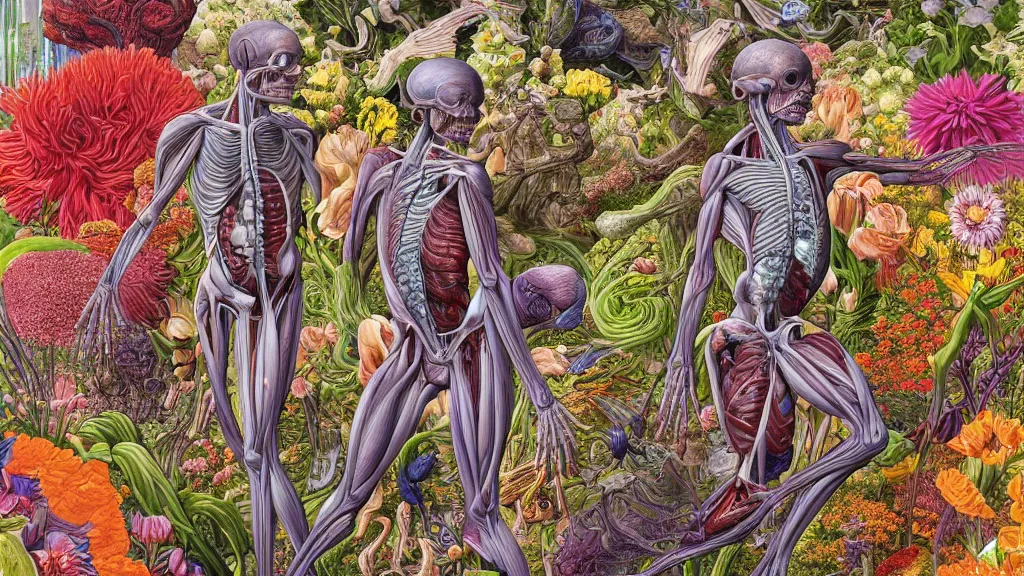 Image similar to highly detailed illustration of a human anatomy body exploded by all the known species of flowers by juan gatti, by moebius!, by oliver vernon, by joseph moncada, by damon soule, by manabu ikeda, by kyle hotz, by dan mumford, by kilian eng