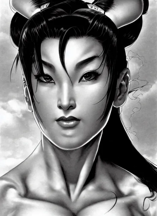 Image similar to portrait, chun - li from street fighter, by greg staples, frank frazetta, dorian cleavenger, sharp focus, intricate, summer day, sunlight, soft lighting, detailed