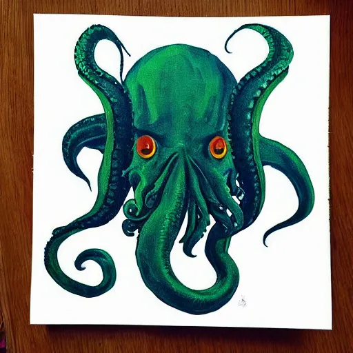 Prompt: “Cthulhu illustrated in the style of Eric Carle”