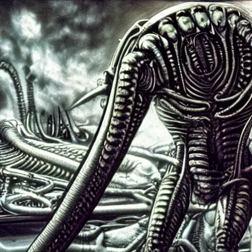 Image similar to film still of saul goodman in aliens, by h. r. giger, very detailed, realistic