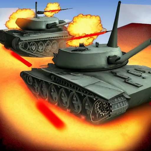 Image similar to a tank fighting a war, vector video game