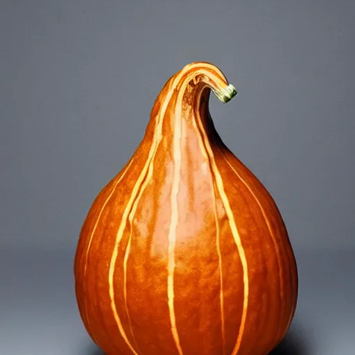 Prompt: a gourd shaped to look like the face of amber heard