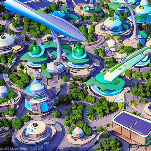 Prompt: the jetsons city in real life 4 k artstation