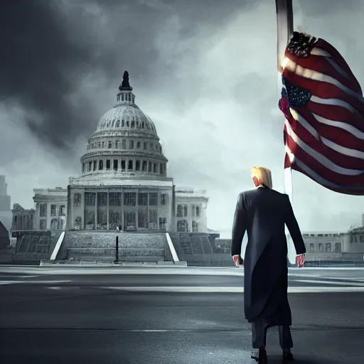 Image similar to donald trump, dramatic lighting, cinematic, establishing shot, extremely high detail, foto realistic, cinematic lighting, post processed, concept art, high details, cinematic, 8k resolution, beautiful detailed, photorealistic, digital painting, artstation, concept art, smooth, sharp focus, artstation trending, octane render, unreal engine