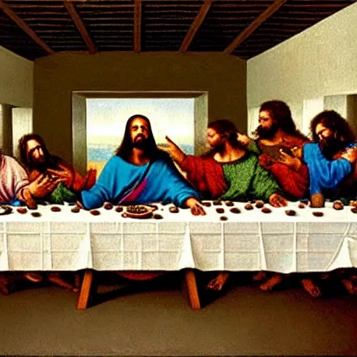 Image similar to Kanye West in the Last Supper painting