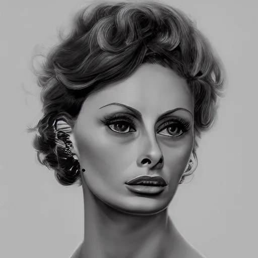 Prompt: classical portrait of a young sophia loren, high detail, dramatic light, digital art, art painted by caspar david friedrich, trending on artstation