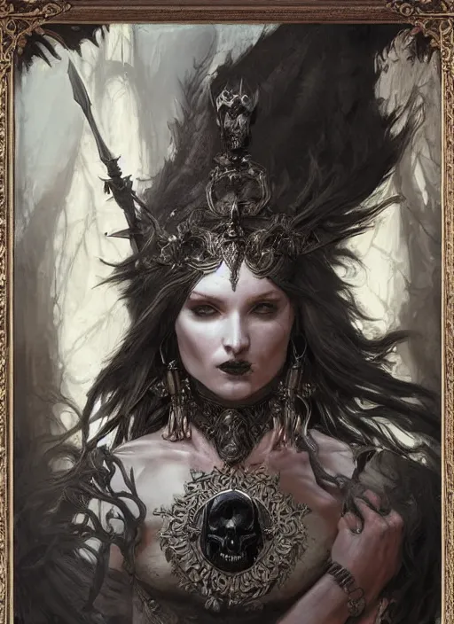 Image similar to digital _ painting _ of _ goddess of death _ by _ filipe _ pagliuso _ and _ justin _ gerard _ symmetric _ fantasy _ highly _ detailed _ realistic _ intricate _ port