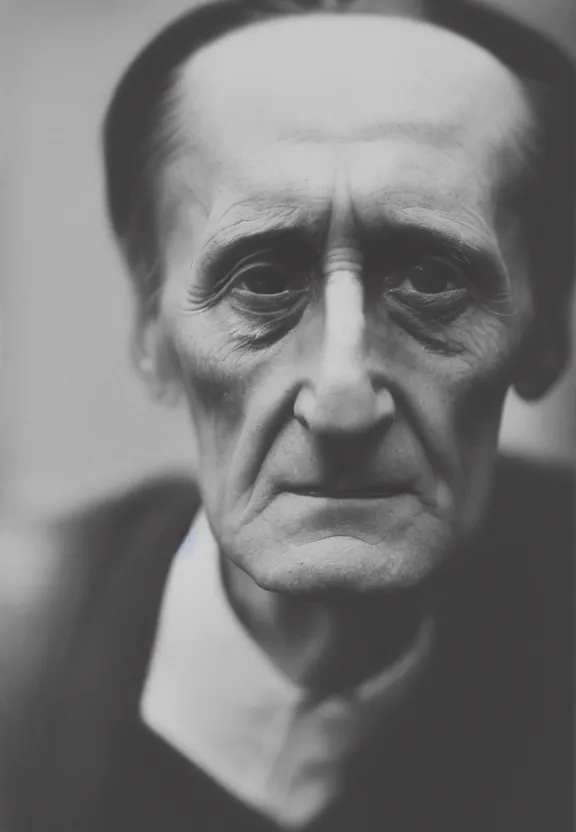 Image similar to a close - up casual photo of marcel duchamp with pensive eyes, 1 9 2 0 s monochrome snapshot, graflex 4 x 5, f 1. 8, 3 5 mm, ilford delta 3 2 0 0 pro