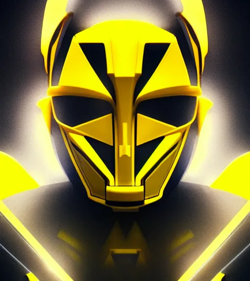 Prompt: symmetry!! yellow power ranger, thunder - bolt - shaped eye!!, hard edges, product render retro - futuristic poster scifi, electric and neon circuits, intricate, elegant, highly detailed, digital painting, artstation, concept art, smooth, sharp focus, illustration, dreamlike, art by artgerm